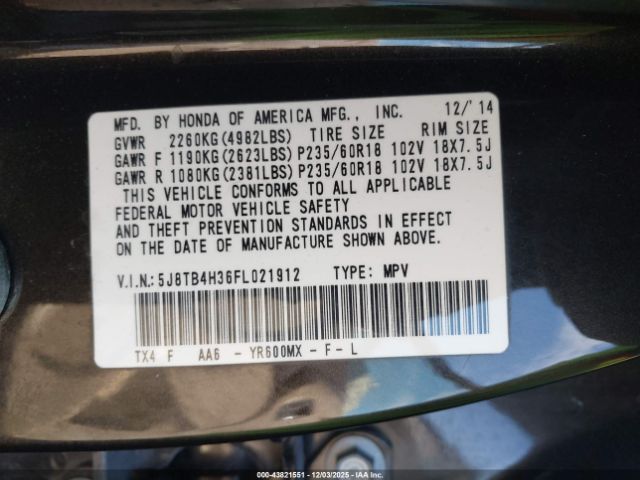 2015 ACURA RDX 5J8TB4H36FL021912 Photo 8