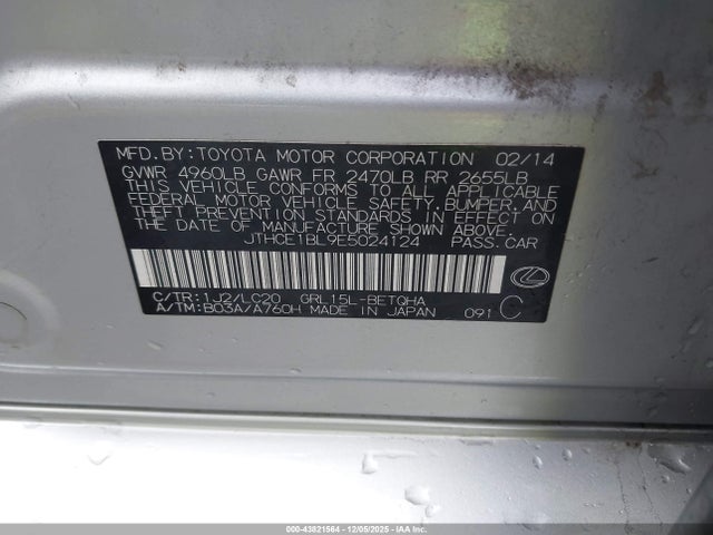 Lexus GS 350 2014 JTHCE1BL9E5024124 Image 9