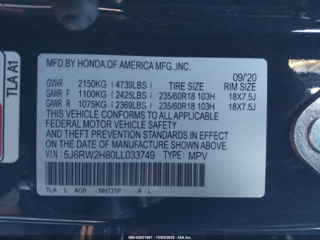 2020 HONDA CR-V 5J6RW2H80LL033749 Photo 8