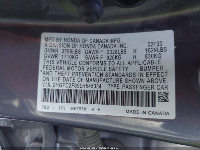 2020 HONDA CIVIC 2HGFC2F69LH545334 Photo 8