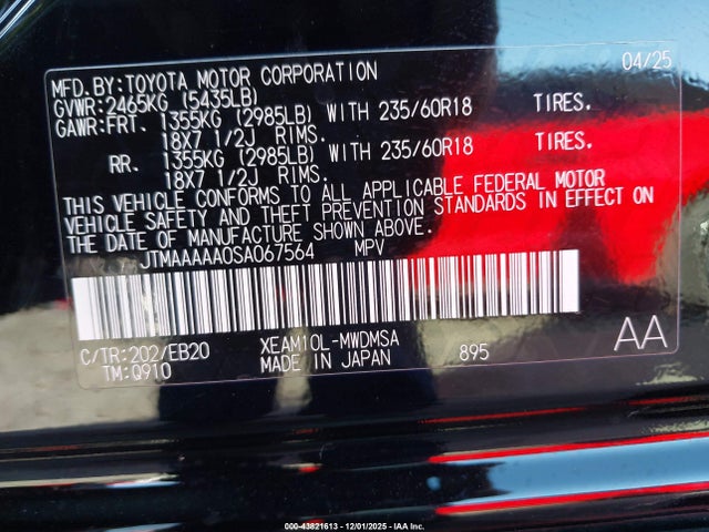 Toyota BZ4X XLE 2025 JTMAAAAA0SA067564 Image 9