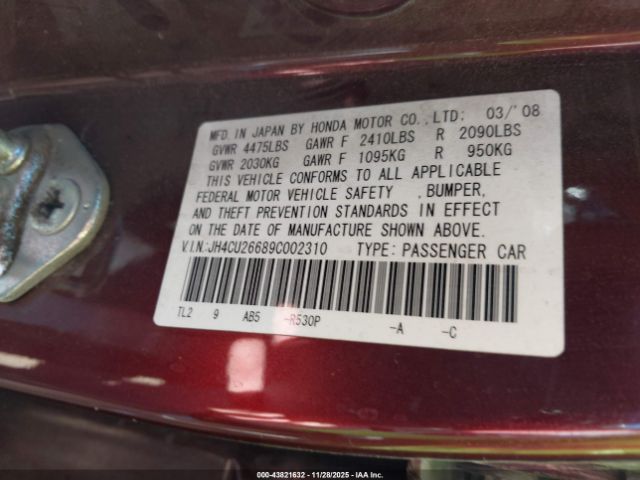 2009 ACURA TSX JH4CU26689C002310 Photo 8