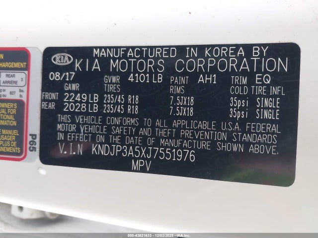 KIA SOUL + 2018 KNDJP3A5XJ7551976 Image 9