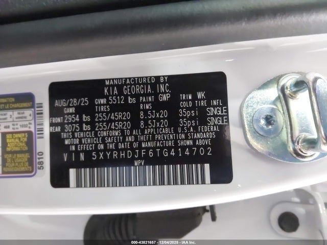 5XYRHDJF6TG414702 KIA Sorento X-line Ex