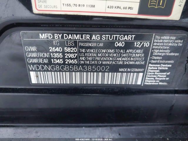 2011 MERCEDES-BENZ S 550 WDDNG8GB5BA385002 Photo 8