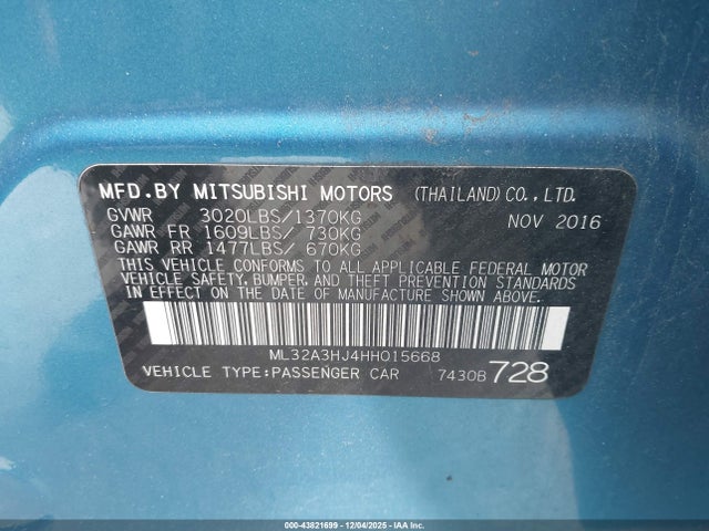 2017 MITSUBISHI MIRAGE ML32A3HJ4HH015668 Photo 8
