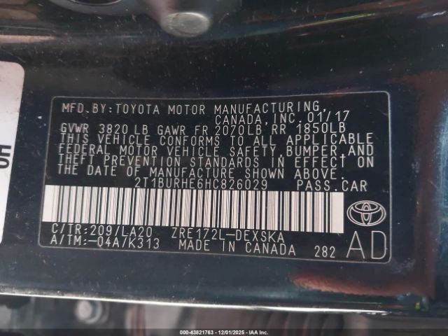 2017 TOYOTA COROLLA 2T1BURHE6HC826029 Photo 8