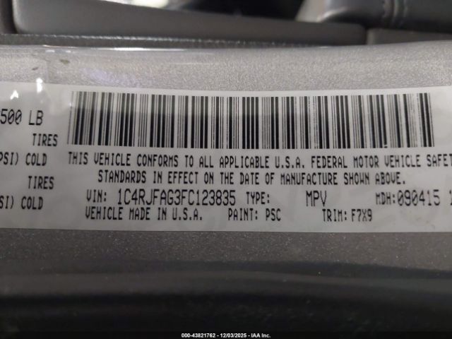 2015 JEEP GRAND CHEROKEE 1C4RJFAG3FC123835 Photo 8