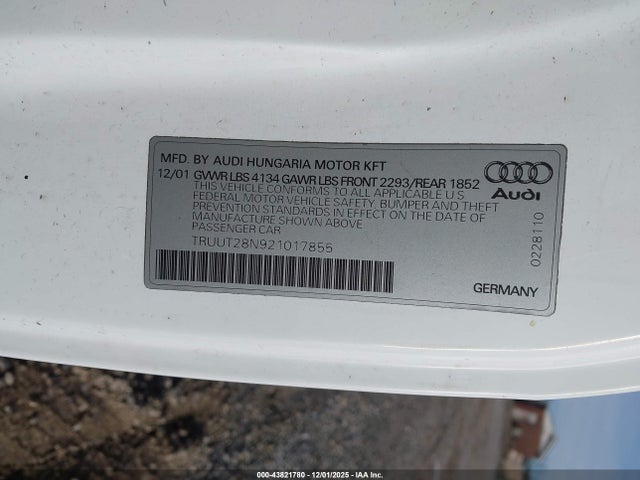 2002 AUDI TT TRUUT28N921017855 Photo 8