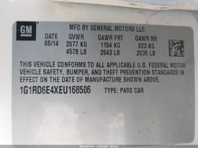 2014 CHEVROLET VOLT 1G1RD6E4XEU168506 Photo 8