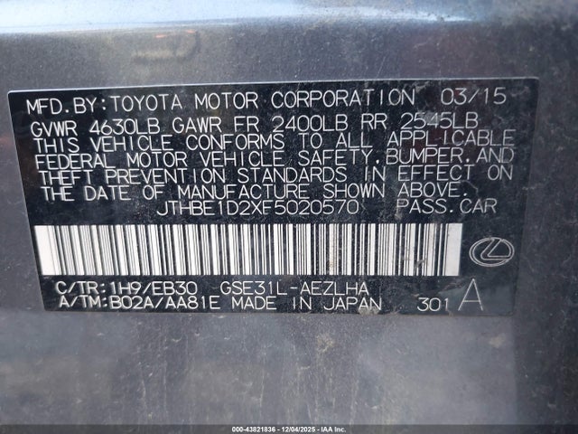 Lexus IS 350 2015 JTHBE1D2XF5020570 Image 9
