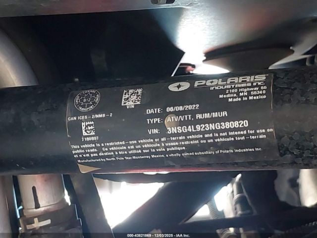 2022 POLARIS RZR 3NSG4L923NG380820 Photo 9