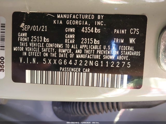 5XXG64J22NG112275 KIA K5 Gt-line