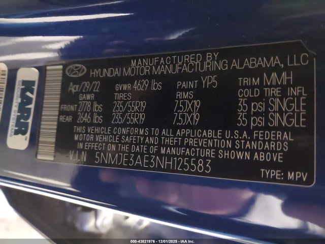 5NMJE3AE3NH125583 Hyundai Tucson Limited