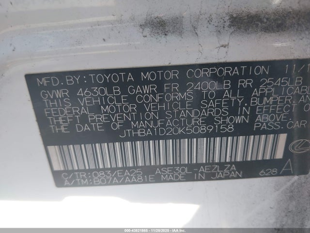 JTHBA1D20K5089158 Lexus IS 300