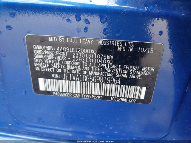 JF1VA1B65G9819964 Subaru WRX