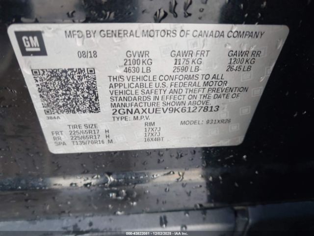 2019 CHEVROLET EQUINOX 2GNAXUEV9K6127813 Photo 8