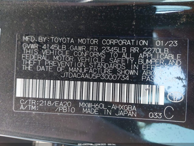 JTDACAAU5P3000734 Toyota PRIUS XLE