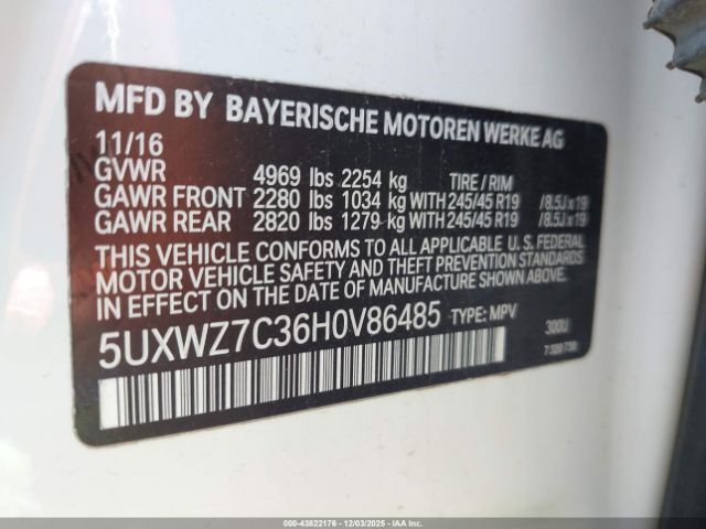 2017 BMW X3 5UXWZ7C36H0V86485 Photo 8