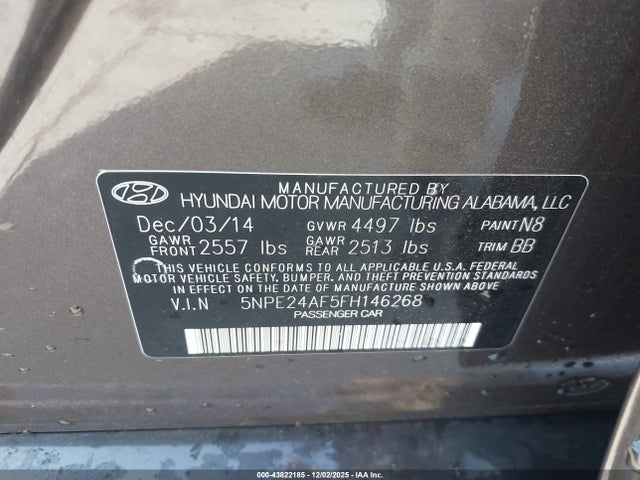 Hyundai SONATA SE 2015 5NPE24AF5FH146268 Image 9