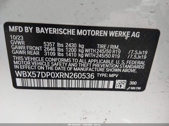 WBX57DP0XRN260536 BMW X3 Xdrive30i