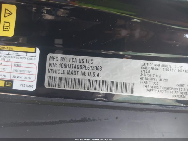 2023 JEEP GLADIATOR 1C6HJTAG6PL513363 Photo 8