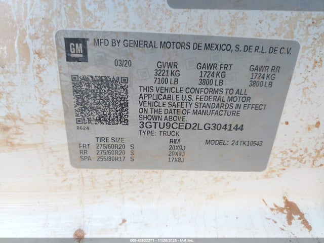 3GTU9CED2LG304144 GMC Sierra 1500 4wd Short Box Elevation