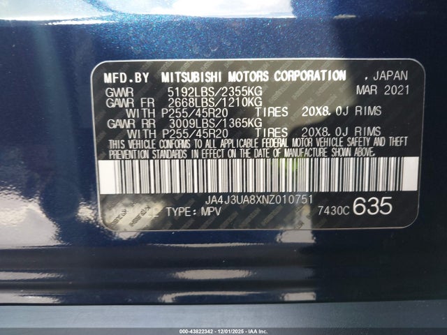 2022 MITSUBISHI OUTLANDER JA4J3UA8XNZ010751 Photo 8