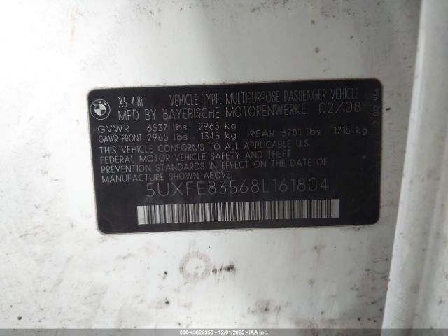 2008 BMW X5 5UXFE83568L161804 Photo 8