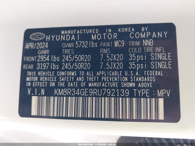 KM8R34GE9RU792139 Hyundai Palisade Xrt