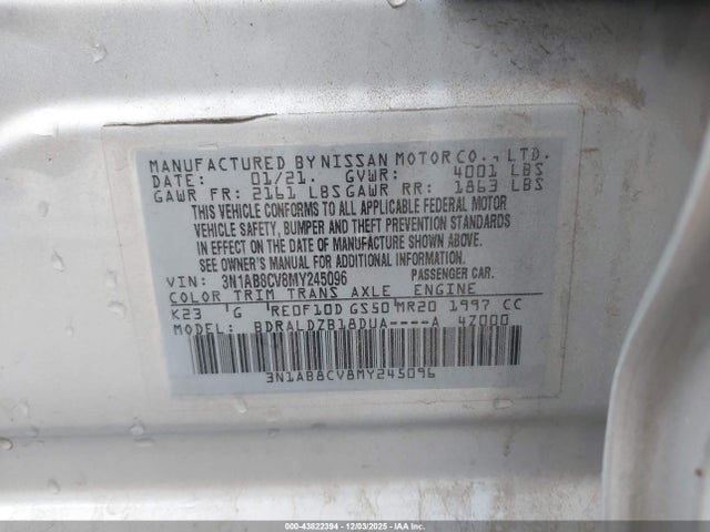 3N1AB8CV8MY245096 Nissan Sentra