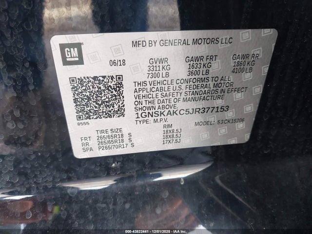 1GNSKAKC5JR377153 Chevrolet Tahoe Ls