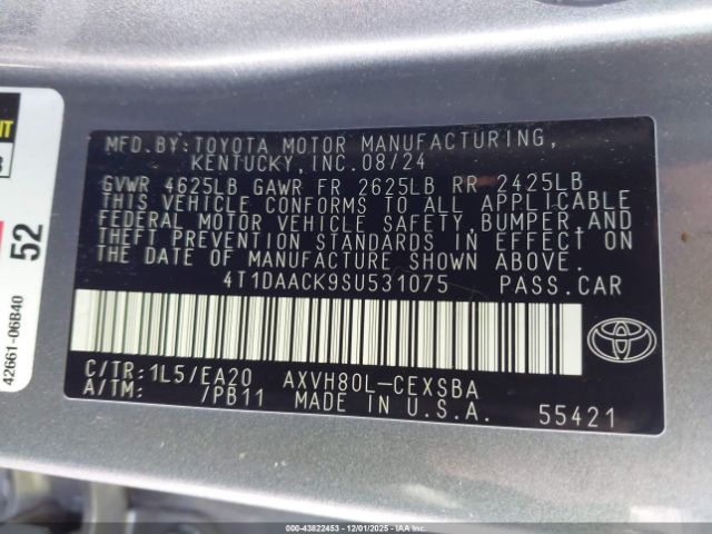 2025 TOYOTA CAMRY 4T1DAACK9SU531075 Photo 8