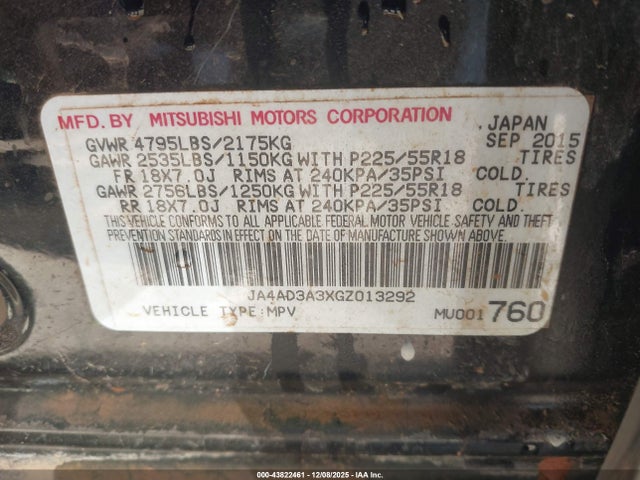 2016 MITSUBISHI OUTLANDER JA4AD3A3XGZ013292 Photo 8