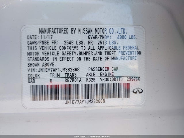 JN1EV7AP1JM362668 Infiniti Q50 3.0t Luxe