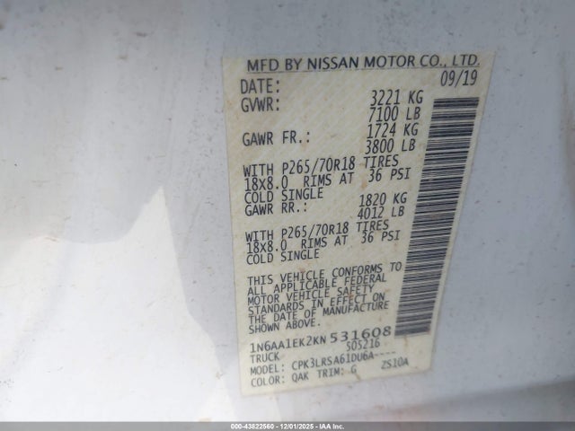 Nissan TITAN S 2019 1N6AA1EK2KN531608 Image 9