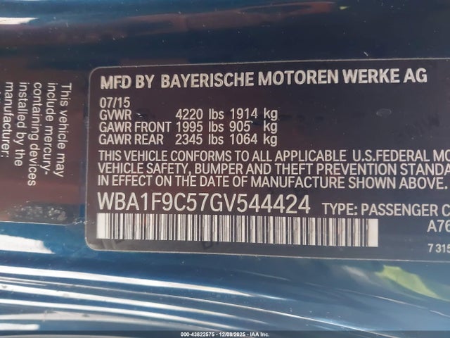Продажа на аукционе авто 2016 Bmw 228i, vin: WBA1F9C57GV544424, номер лота: 43822575