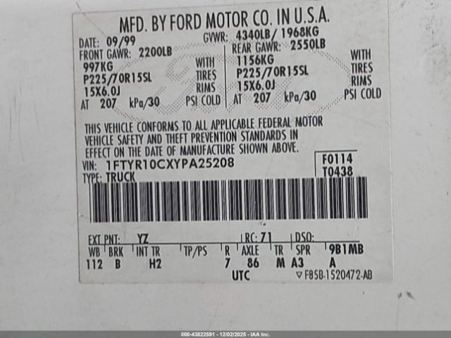 2000 FORD RANGER 1FTYR10CXYPA25208 Photo 8
