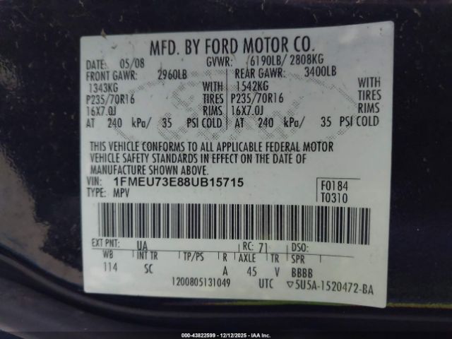 2008 FORD EXPLORER 1FMEU73E88UB15715 Photo 8