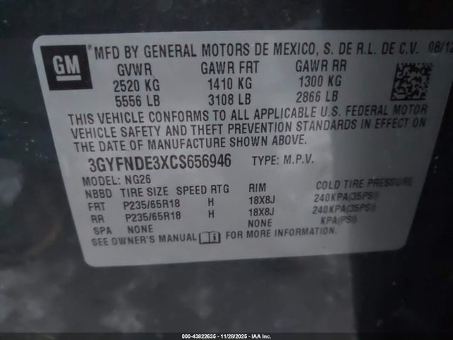 2012 CADILLAC SRX 3GYFNDE3XCS656946 Photo 8