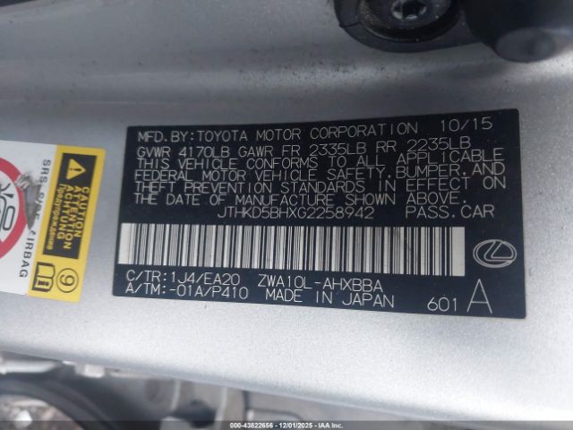 2016 LEXUS CT 200H JTHKD5BHXG2258942 Photo 8