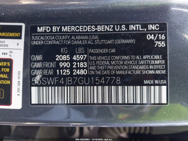 2016 MERCEDES-BENZ C 300 55SWF4JB7GU154778 Photo 8