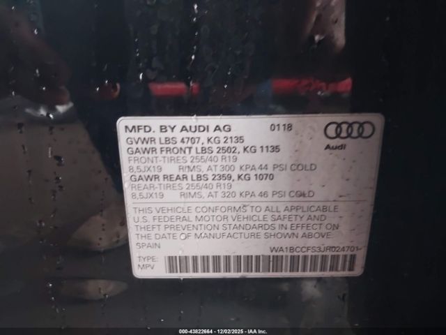 2018 AUDI Q3 WA1BCCFS3JR024701 Photo 8