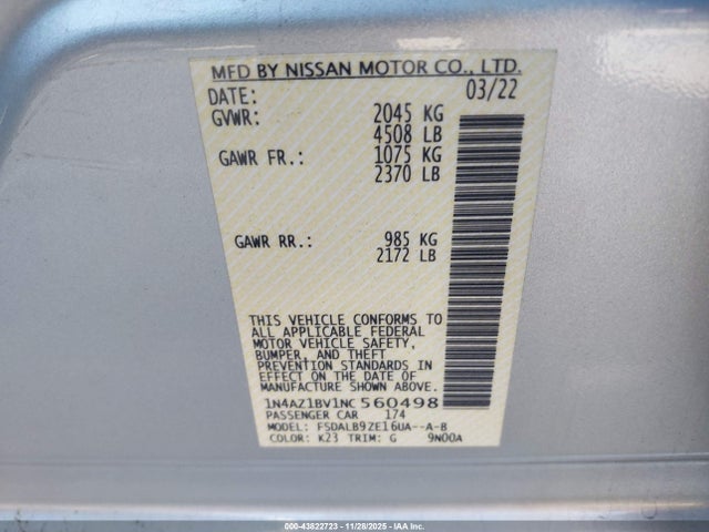 Nissan Leaf S 40 Kwh 2022 1N4AZ1BV1NC560498 Image 9