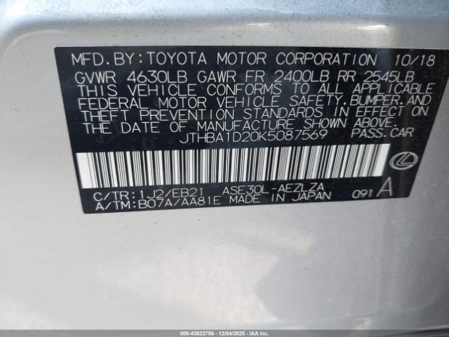 2019 LEXUS IS 300 JTHBA1D20K5087569 Photo 8