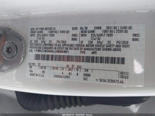 2020 FORD ESCAPE 1FMCU9G64LUB80401 Photo 8