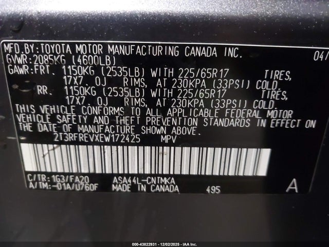 Toyota Rav4 Xle 2014 2T3RFREVXEW172425 Image 9
