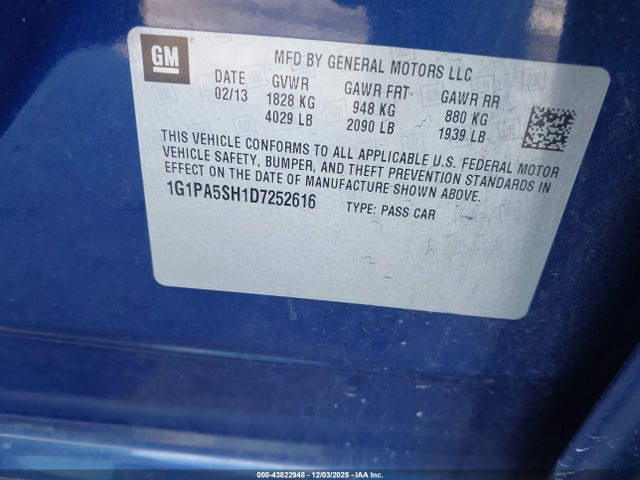 2013 CHEVROLET CRUZE 1G1PA5SH1D7252616 Photo 8