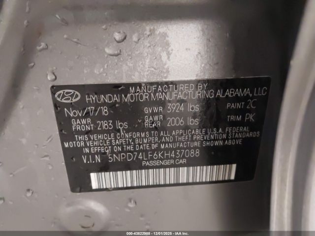 2019 HYUNDAI ELANTRA 5NPD74LF6KH437088 Photo 8