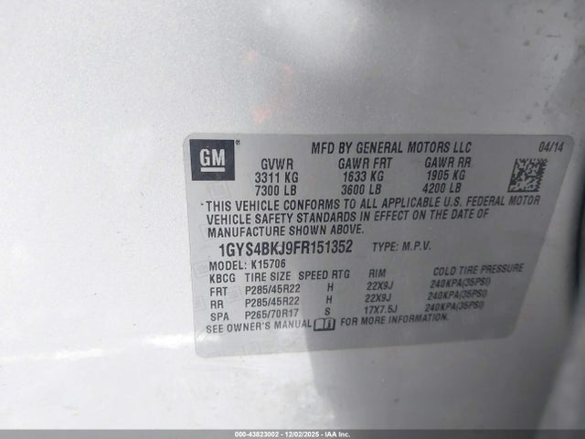 2015 CADILLAC ESCALADE 1GYS4BKJ9FR151352 Photo 8